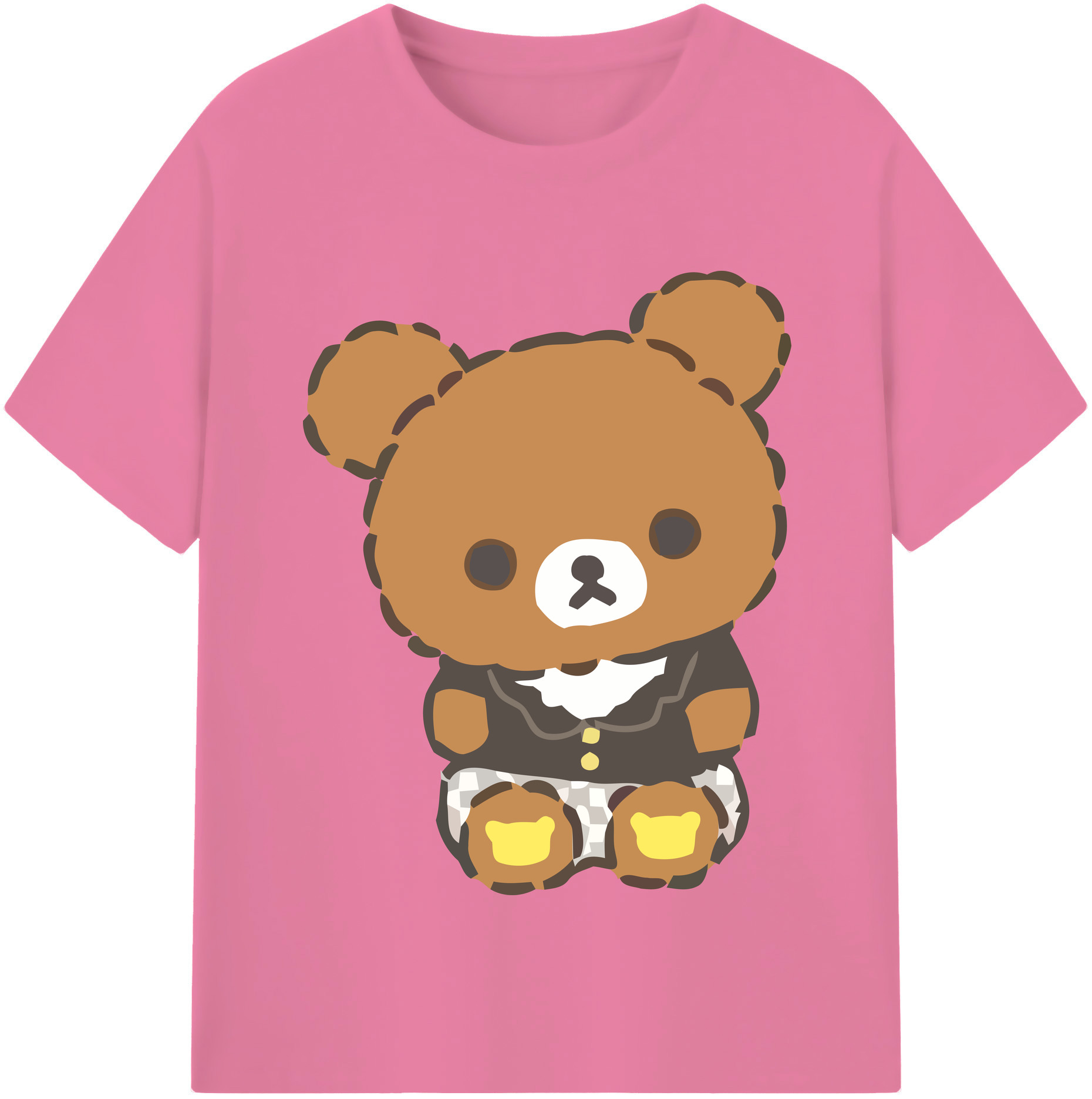 （画像用） リラックマ リラックマ キイロイトリ Rilakkuma Korilakkuma Kiiroitori 綿100％半袖Tシャツ（フロントプリント）